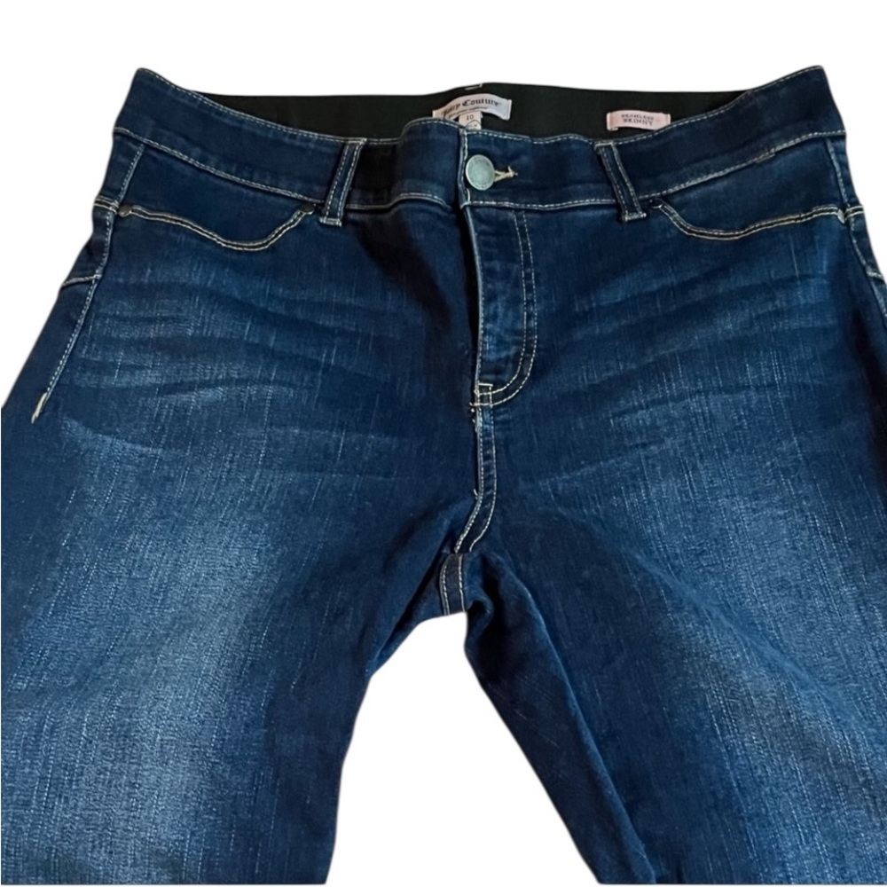 Juicy Couture size 10 Dark Blue Denim Jeans control panel at waist